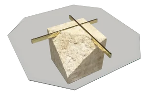 Postmodern Maitland-Smith Style Brass & Glass Coffee Table in Tessellated Stone
