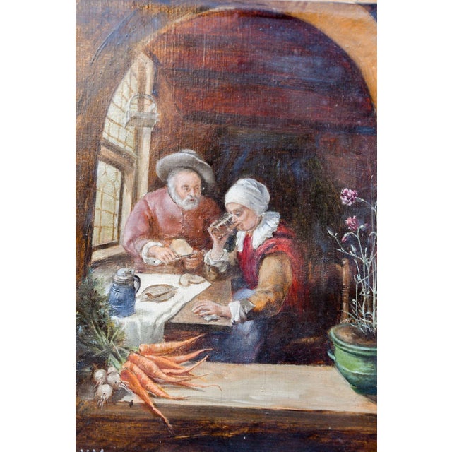 French School, "Peasants at the Table," 1896, marked "AB 1896 VM," lower left, unframed, H.-12 in., W.- 10 in.