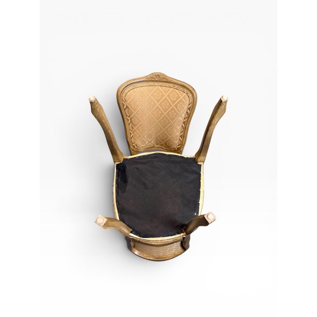 Late 20th Century French Provincial Side Chairs With Golden Floral Patterned Upholstery For Sale - Image 9 of 15