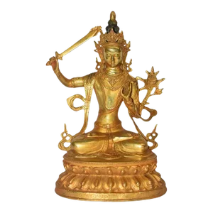 Gilt Bronze Tibetan Buddha Manjushree 13"