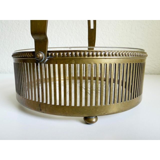 1920s Austrian Art Deco Centerpiece Bowl, Brass & Crystal, 1920s For Sale - Image 5 of 14