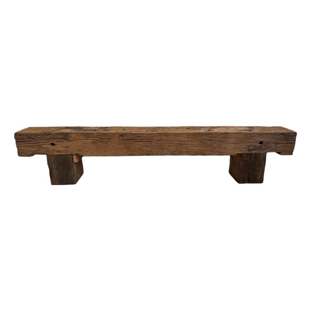 Vintage Old Railway Wood Rustic Beam Bench For Sale