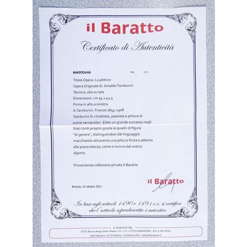 Arnaldo Tamburini, The Painter, Oil on Canvas, Framed For Sale - Image 11 of 18