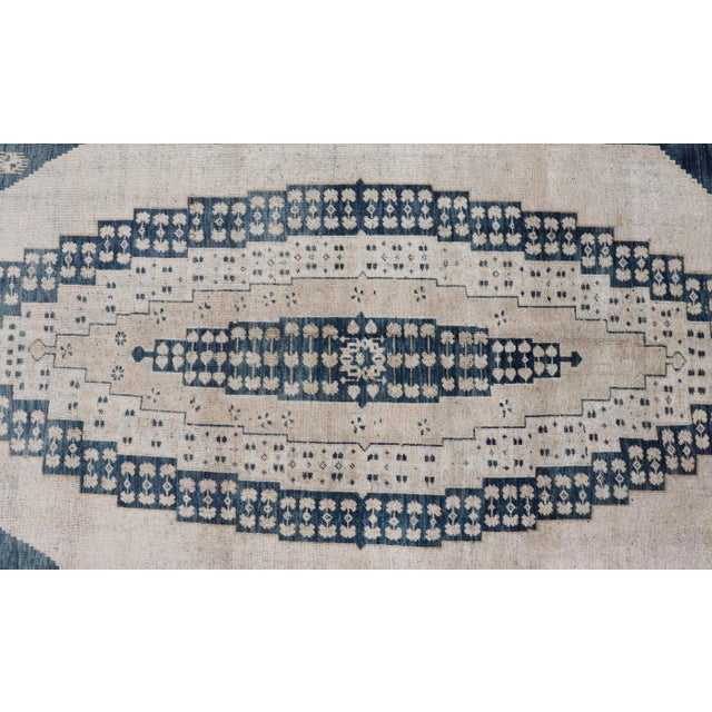 Vintage Oushak Rug With Blue and Beige 6'4" X13 For Sale In Atlanta - Image 6 of 12
