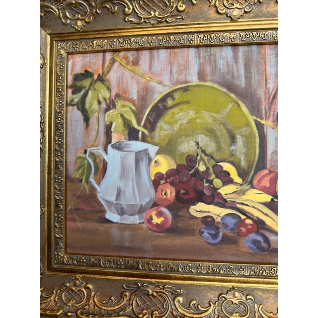 Traditional Vintage Signed Still Life Painting With Fruit in Ornate Gilt Frame For Sale - Image 3 of 6
