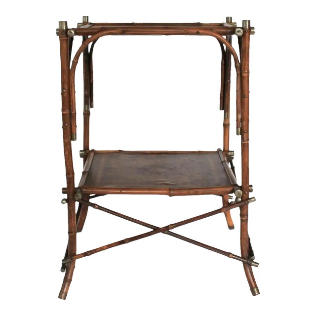 Bamboo & Brass Tiered Occasional Table For Sale