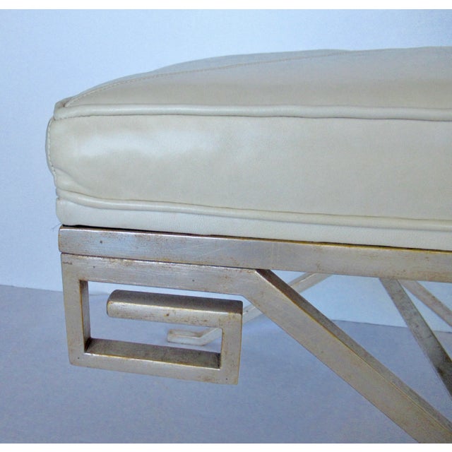 C. .2001 Nancy Corzine Gilt Sterling Silver Over Forged Metal "Greek Key," Leather Topped "Marston" Benches For Sale - Image 16 of 18