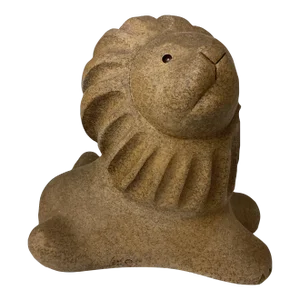 Mid-Century Stylized Stoneware Pottery Lion Sculpture