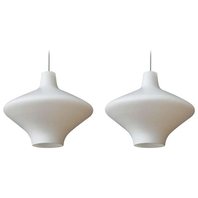 Scandinavian Saturn Opaline Glass Pendant For Sale - Image 6 of 6