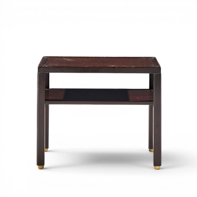 Brown Edward Wormley for Dunbar Mid Century Mahogany and Brass Side End Tables - Pair For Sale - Image 8 of 12
