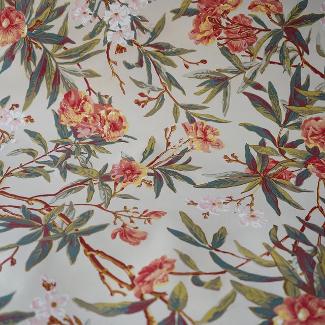 Late 20th Century Deadstock Ralph Lauren Vinyl Wallpaper- Climbing Oleander in Cream- 12 Rollsss For Sale - Image 9 of 17