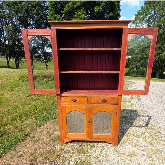 Antique Oak Flat Wall Pie Safe Cupboard W Pierced Tin Panel Bottom 1900s 1 Piece For Sale - Image 17 of 18