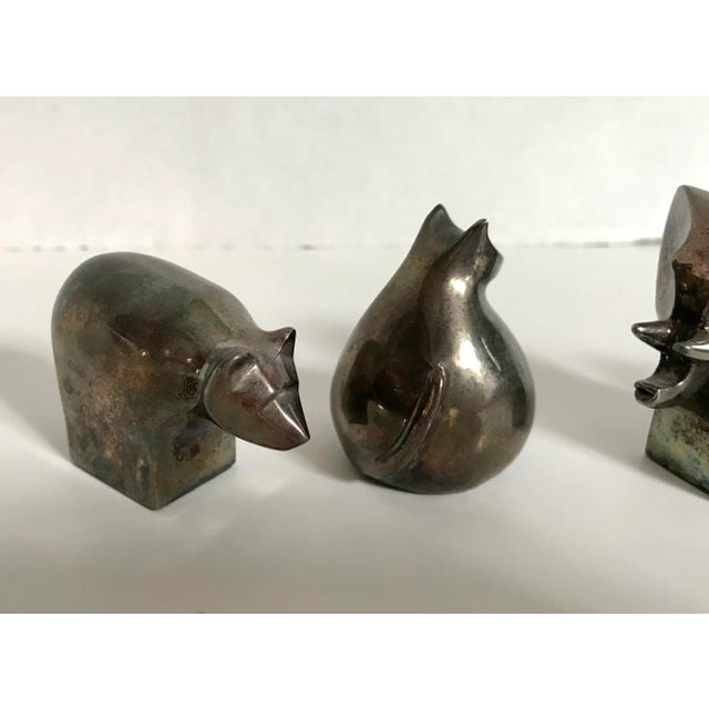 Dansk Vintage Dansk Silver Animal Paperweight Decor Set of 4 For Sale - Image 4 of 8