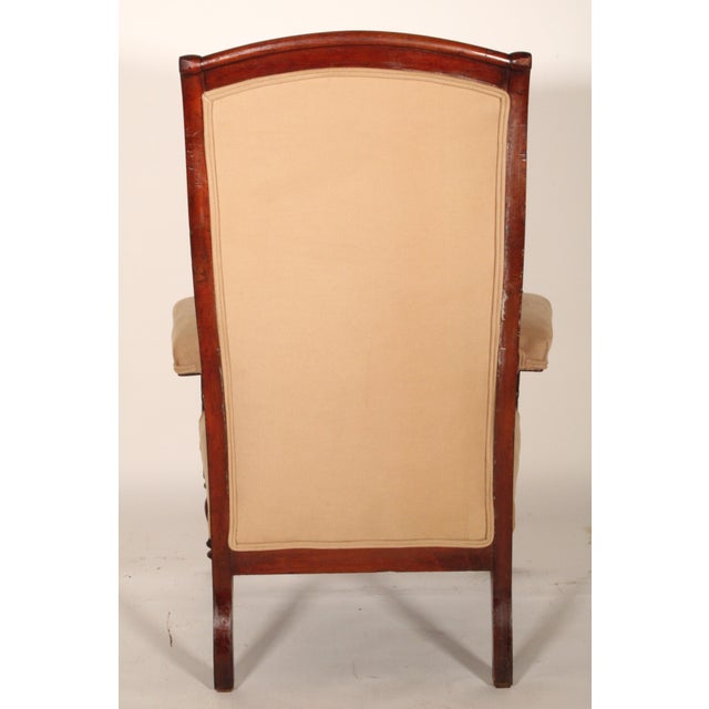 French Louis Philippe Mahogany Armchair With Swan Carved Arms For Sale - Image 3 of 11
