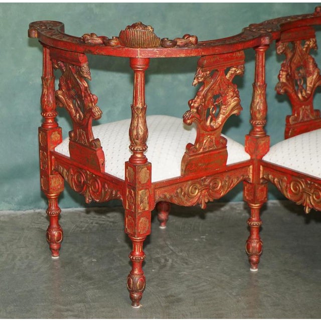 19th Century Carved Red and Gilt Tête-À-Tête Lovers Conversation Set For Sale - Image 16 of 18