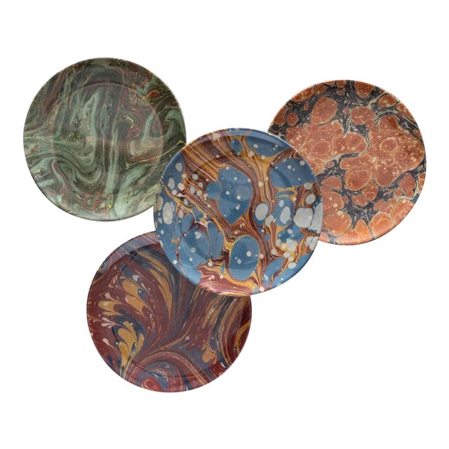 Library Marble Side Plates - Set of 4 For Sale