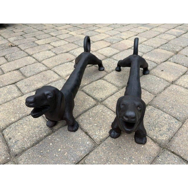 American Pair of Early 20th Century Dachshund Cast Iron Andirons For Sale - Image 3 of 4
