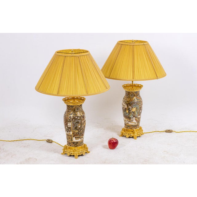 Satsuma Earthenware and Gilt Bronze Lamps, 1880s For Sale - Image 11 of 12