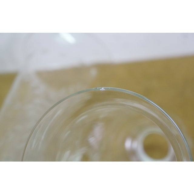 2 Mid Century Etched Glass Crystal Hurricane Candlestick Boudoir Lamps 20" For Sale - Image 10 of 18