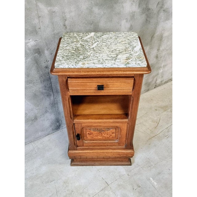 1930s Art Deco Bedside Table Hall Table in Oak & Marble, 1930s For Sale - Image 5 of 15