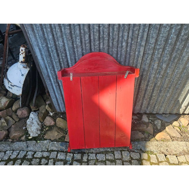 Red Folk Style Wooden Cabinet, 1950s-1960s For Sale - Image 8 of 10