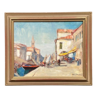 Knut Norman, Venice II, 1950s, Oil Painting on Panel, Framed For Sale