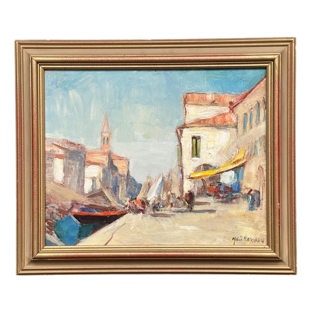 Knut Norman, Venice II, 1950s, Oil Painting on Panel, Framed For Sale