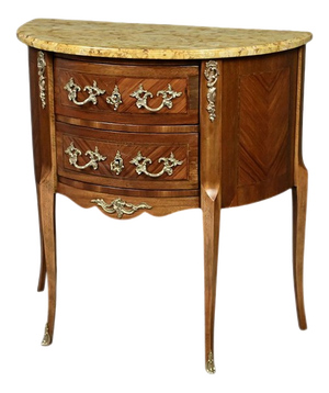 Early 20th Century Louis XV-Louis XVI Transition Style Half-Moon Commode