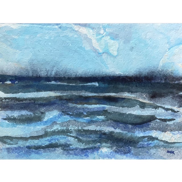 Rise, Botanical Ocean Painting on Cotton Paper For Sale