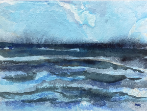 Rise, Botanical Ocean Painting on Cotton Paper