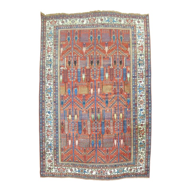 Antique Zabihi Colllection Persian Bidjar Willow Tree Rug For Sale