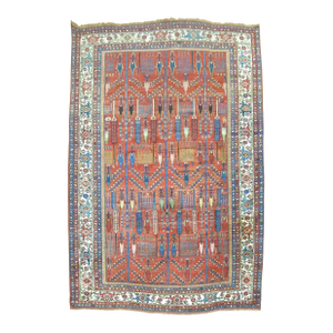 Antique Zabihi Colllection Persian Bidjar Willow Tree Rug