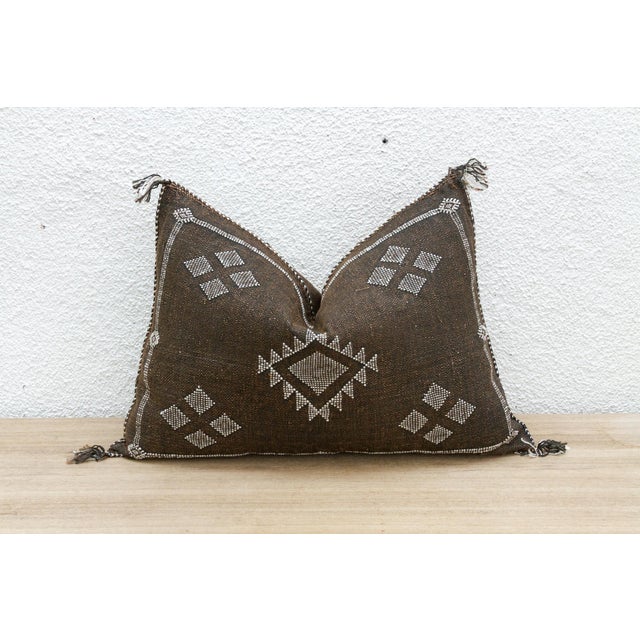 Tribal Sable Medina Silk Rug Lumbar Pillow For Sale - Image 3 of 8