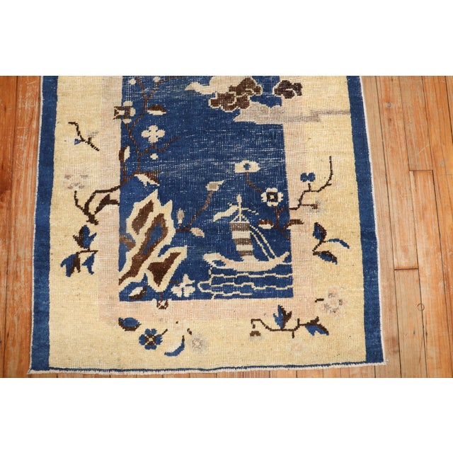 Early 20th Century Zabihi Collection Chinese Blue Scatter Size Rug - 2'6" x 4'2" For Sale In New York - Image 6 of 6