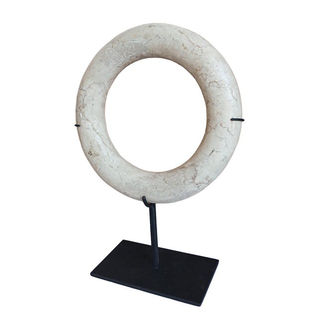 Stone Marble Ring Sculpture on Stand For Sale - Image 7 of 14