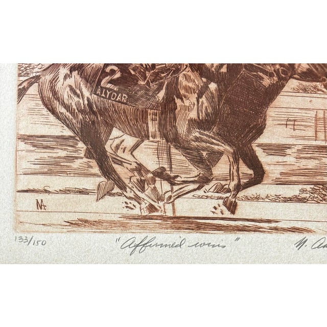 1980s Vintage 1982 Original Etching of Legendary Race Horse “Affirmed” in a Race For Sale - Image 5 of 6