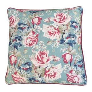 Grace Turquoise by Rose Cumming 21 X 21 Decorative Pillow With Down/Feather Insert For Sale