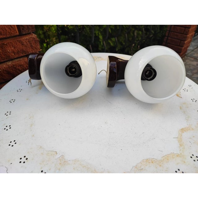 Brown Ceramic Wall Lamp from Łaszkiewicz, Łask, Kościan, 1970s For Sale - Image 8 of 9