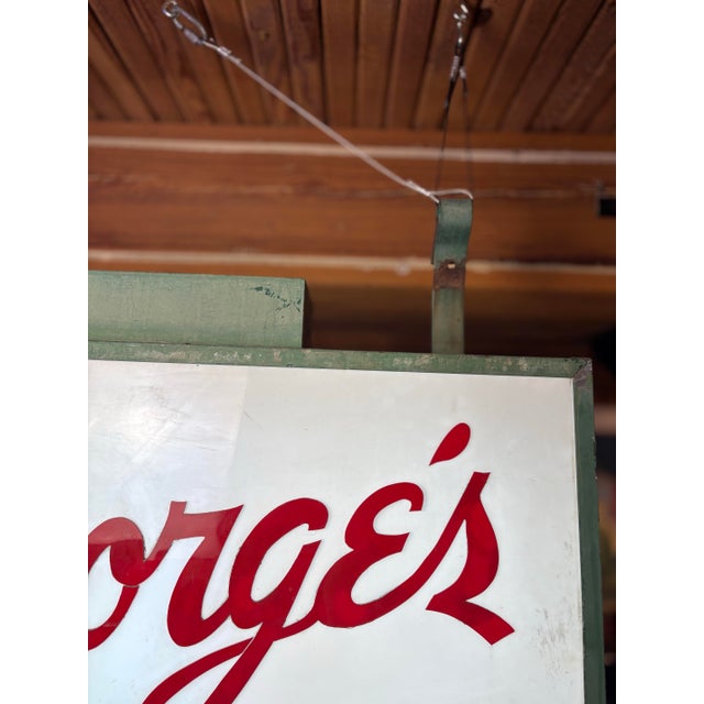 Large Vintage "George's Music Store" Commercial Hanging Sign For Sale - Image 11 of 12