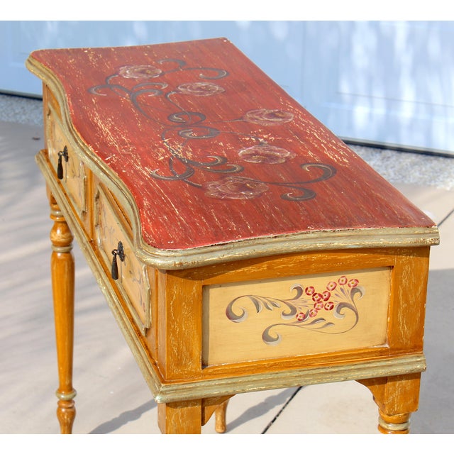 Italian Florentine Style Paint-Decorated Console Table For Sale - Image 12 of 14