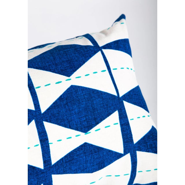 Blue Diamond Lumbar Pillow For Sale - Image 4 of 8