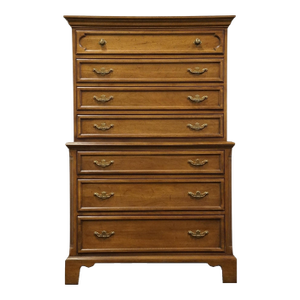Davis Cabinet Co. Antique Walnut Early American Country Style 38" Chest on Chest 410