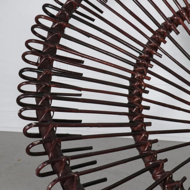 Rare rattan hoop chair attributed to Janine Abraham and Dirk Jan Rol; France circa 1960. Wonderful vintage with one loose...