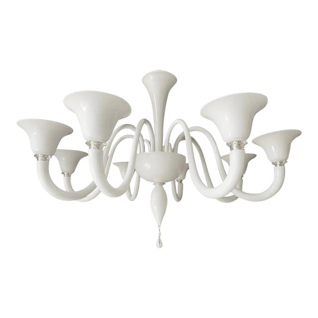 Contemporary Italian White Murano Glass Chandelier by Simoeng For Sale - Image 3 of 7