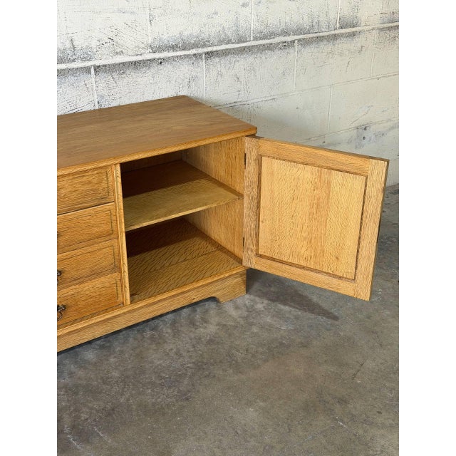 Oak Low Sideboard Credenza With Four Drawers and Two Doors Danish Mid-Century Modern 1970s For Sale In Los Angeles - Image 6 of 12