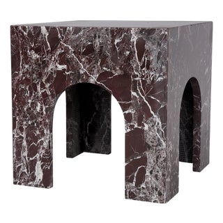 Rosso Levanto Marble Arch Side Table from Kiwano Concept For Sale