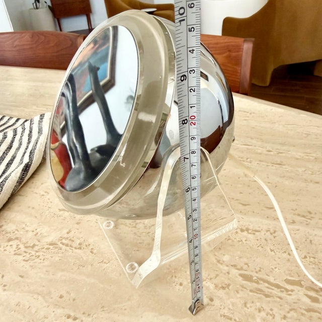 Vintage Modern Rialto Vanity Mirror Light Lucite & Chrome Eye Ball MCM 1970s For Sale - Image 11 of 11