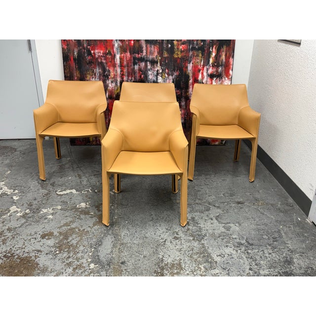 Design Plus Gallery presents the Set of Four CAB 413 Leather Armchairs by Mario Bellini for Cassina. Designed in 1977, the...