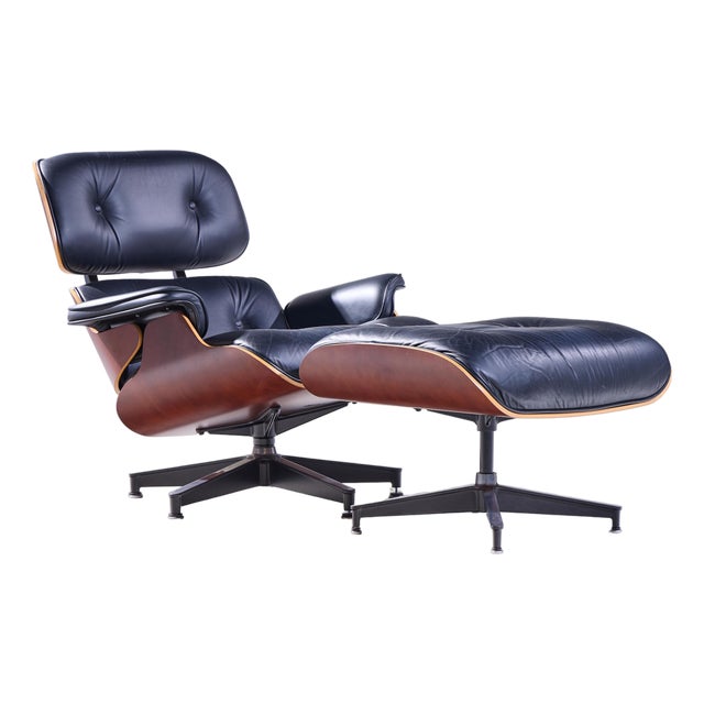 Charles and Ray Eames for Herman Miller Mid Century Eames Chair and Ottoman For Sale