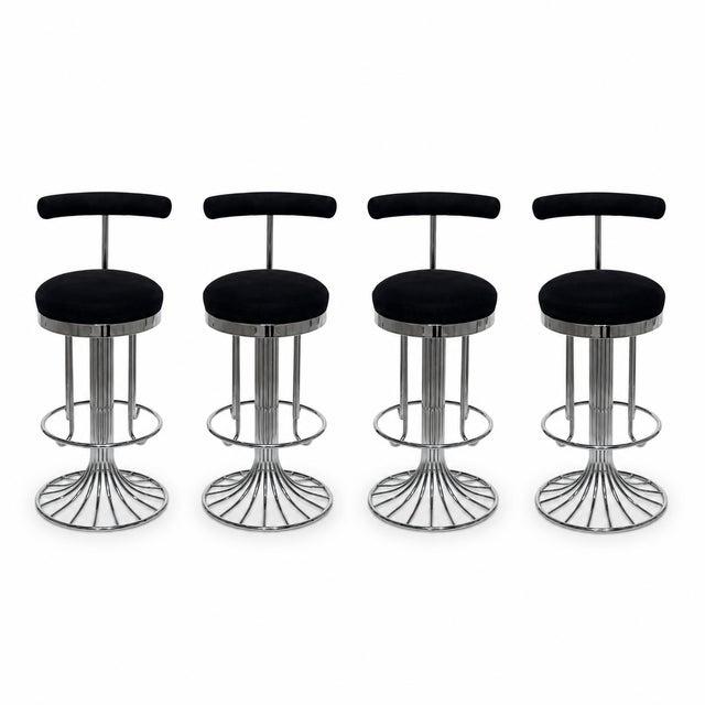 1970s Chrome Bar Stools by Gastone Rinaldi - Set of 4 For Sale